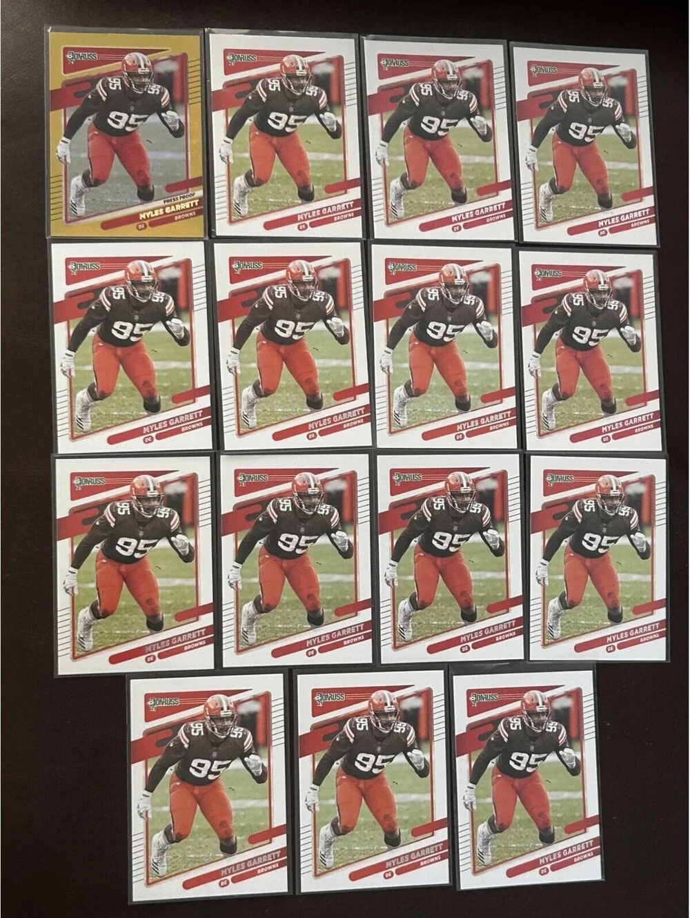 Myles Garrett 2021 Press Proof Gold + Donruss Collection. 15 NFL NM Lot